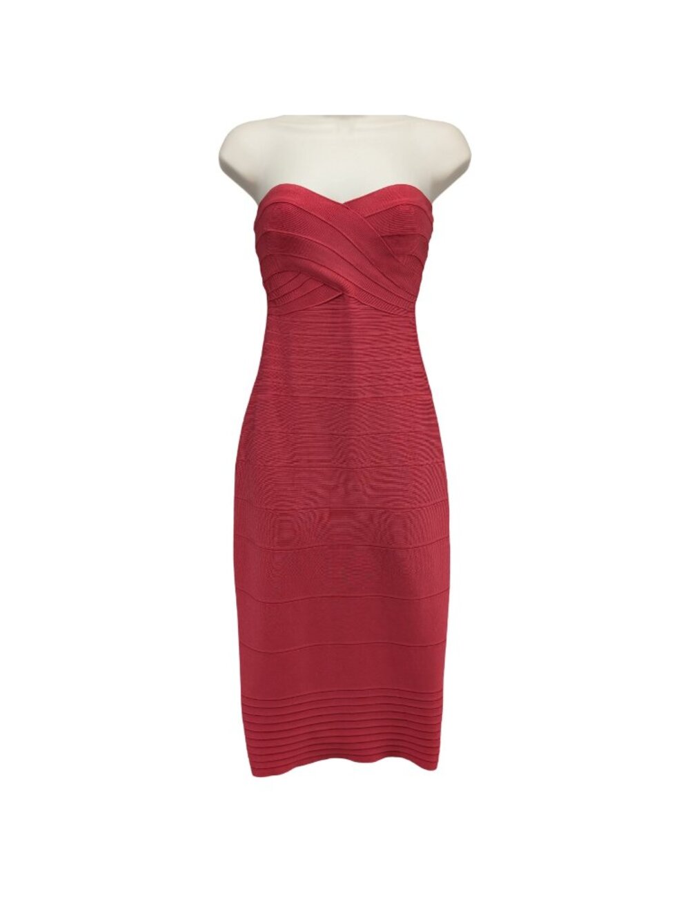 Herve Leger Strapless Bandage Dress Poppy Red Sweetheart Cocktail Size M